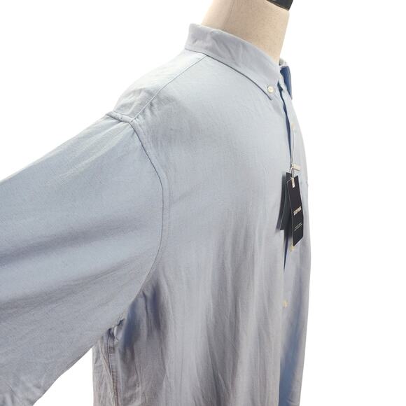 NWT Sedyrak Mens Dress Shirt 2XL Blue Linen Blend Short Sleeve Button Down Soft - Picture 4 of 12